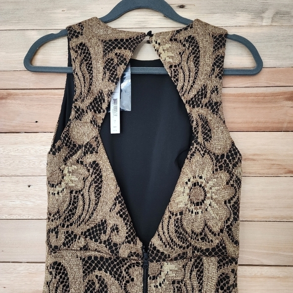 Alice & Olivia Roxie Bronze Black Lace Diamond Back Cut out Gown Event Dress - Picture 10 of 16